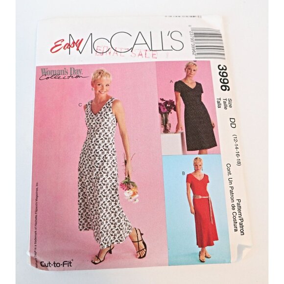 McCall's 3996 Sewing Pattern Misses' Petite Dress Two Lengths Size 12 14 16 18 - Picture 1 of 3